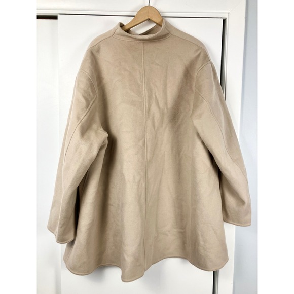 UNIQLO Women's Beige Wool Blend Oversized Collar Coat XL - Picture 12 of 13